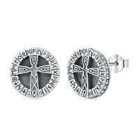 wholesale 925 Sterling Silver Celtic Cross Rune Stud Earrings Norse Viking Jewelry for Men & Women-Celtic Cross
