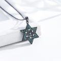 wholesale 925 Sterling Silver Blue Stone Eye Star of David Pendant Necklace Judaica Gift for Her-0-1