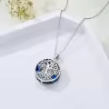 TOUPOP Sterling Silver Crystal Wolf Deer Tree Of Life Necklace Pendant-0-4