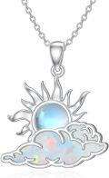 wholesale 925 Sterling Silver Opal Sun & Clouds Pendant Necklace-0-0