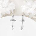 wholesale 925 Sterling Silver Star-Shaped Cubic Zirconia Dangle Cross Drop Earrings for Men & Women-0-4
