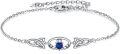 wholesale 925 Sterling Silver Blue Sapphire Heart Claddagh Infinity Knot Chain Bracelet for Women-0-0