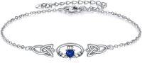 wholesale 925 Sterling Silver Blue Sapphire Heart Claddagh Infinity Knot Chain Bracelet for Women-Bracelet-Claddagh Ⅰ Sterling Silver