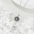 wholesale 925 Sterling Silver Black Zircon Lotus Flower Pendant Necklaces for Women Gifts-0-4