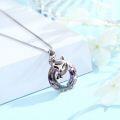 wholesale 925 Sterling Silver Rainbow Crystal Fox Head Pendant Necklace for Women-0-3