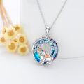 wholesale 925 Sterling Silver Blue Crystal Elephant Pendant Necklace for Women-0-4
