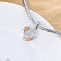 wholesale 925 Sterling Silver Rose Flower Heart Dangle Charm for Bracelet - Aunt & Niece -0-1
