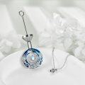 wholesale 925 Sterling Silver Blue Crystal Lotus Flower Keepsake Pendant Necklace with Funnel and Fill Tool - Memorial s for Women-0-4