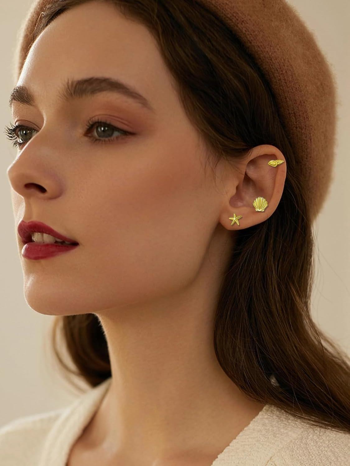 Sterling Silver 3 Pairs Women s Stud Earrings Set-0-4