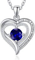 wholesale Sterling Silver White Gold Heart Pendant Necklace w Birthstone for Women-0-0