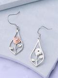 wholesale 925 Sterling Silver Pink Lily of the Valley Drop Earrings-0-49