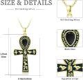 wholesale Gold 925 Sterling Silver Ankh Necklace with Moonstone and Turquoise Agate Egyptian Cross Pendant-0-5