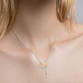 wholesale 925 Sterling Silver Sunflower Cross Pendant Necklace - You Are My Sunshine -0-2