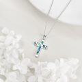 wholesale 925 Sterling Silver Abalone Shell Jesus Cross Pendant Necklace-0-4