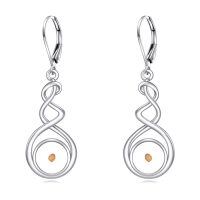 wholesale 925 Sterling Silver Green Stone Drop Earrings-gold