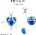 wholesale 925 Sterling Silver Heart-Shaped Blue Turquoise Crab Pendant Necklace for Women-0-2
