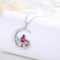 wholesale 925 Sterling Silver 925 Red Cardinal on Crescent Moon Pendant Necklace for Women and Girls-0-1