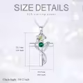 TOUPOP Sterling Silver Birthstone Birth Flower Cross Necklace-0-5
