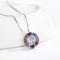 wholesale 925 Sterling Silver Rainbow Crystal Highland Cow Pendant Necklace-0-2