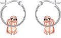 wholesale 925 Sterling Silver Sloth Huggie Hoop Earrings for Women Girls-0-0
