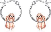 wholesale 925 Sterling Silver Sloth Huggie Hoop Earrings for Women Girls-Sloth