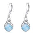 wholesale 925 Sterling Silver Drop Earrings Blue Moonstone Celtic Knot Platinum Plated For Women-0-53