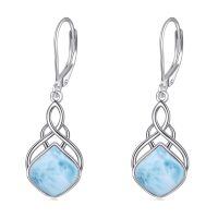 wholesale 925 Sterling Silver Moonstone Dangle Earrings Wholesale Celtic Knot Design-Larimar irish earrings