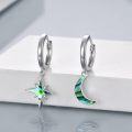 wholesale 925 Sterling Silver Abalone Shell Star & Crescent Moon Huggie Hoops for Women Girls-0-2