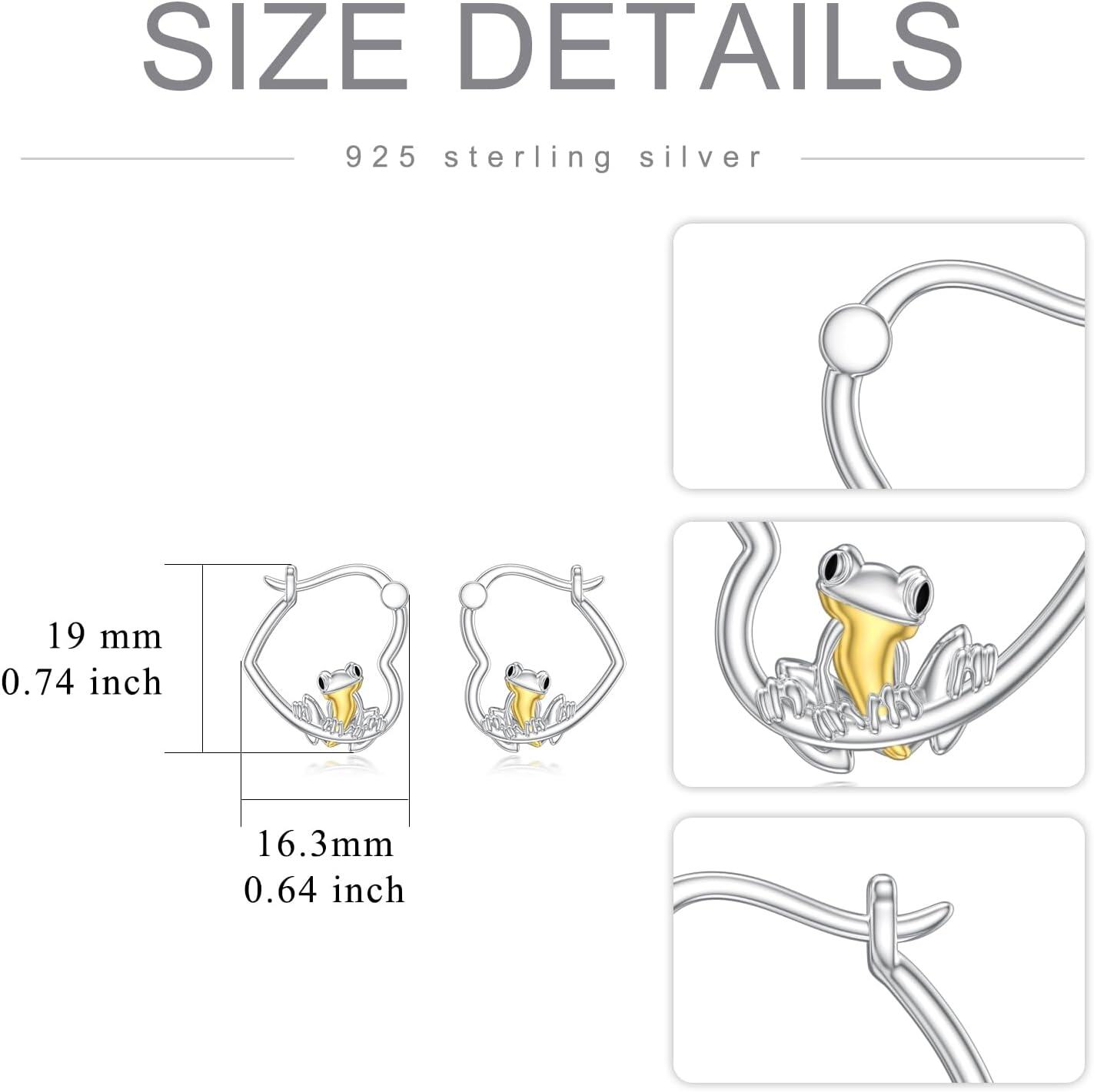 925 Sterling Silver Frog Animal Shape Gold Plated Studs earrings for Women Girls Minimalist  3cm Diameter-0-4