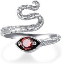 wholesale 925 Sterling Silver Adjustable Snake Band Ring Jewelry Gift for Women-07 Jul - Ruby
