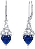 wholesale 925 Sterling Silver Heart Birthstone Celtic Knot Dangle Leverback Earrings-0-40