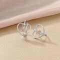 wholesale 925 Sterling Silver Heart Ballerina Dancer Stud Earrings with Rose Gold Accents-0-3