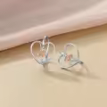 wholesale 925 Sterling Silver Heart Ballerina Dancer Stud Earrings with Rose Gold Accents-0-3