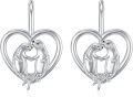 wholesale 925 Sterling Silver Heart Otter Leverback Earrings - Hypoallergenic  for Women & Girls-0-0