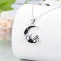wholesale 925 Sterling Silver Crescent Moon Skull Pendant Necklace-0-3