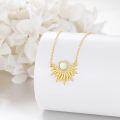wholesale 14K Gold  White Fire Opal Starburst Sun Necklace for Women Birthday Gift-0-4