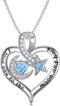 wholesale TOUPOP Mothers Day Gifts For Mom Heart Necklace 925 Sterling Silver I Love You To The Moon And Back Necklace Birthday Anniversary Jewelry Gifts For Women Mom Wife -undefined