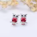 TOUPOP Sterling Silver Ruby Owl Stud Earrings For Women-0-4