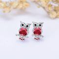 TOUPOP Sterling Silver Ruby Owl Stud Earrings For Women-0-4