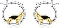 wholesale 925 Sterling Silver Wolf Hoop Earrings Gold Plated Minimalist s for Her-German Shepherd