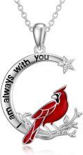 wholesale 925 Sterling Silver Red Cardinal Moon & Star Memorial Sympathy Gift for Women Mom Wife-0-0