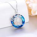 wholesale 925 Sterling Silver Blue Crystal Sports Diving Girl Pendant Necklace for Women-0-2