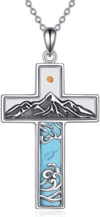 wholesale 925 Sterling Silver Turquoise Mountain Pendant Necklaces for Men & Women-Mustard Seed
