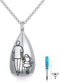 wholesale Sterling Silver Teardrop Urn Necklace for Ashes Men Women-01-Father Daughter-01-Father Daughter