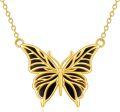 wholesale 925 Sterling Silver Black Enamel Butterfly Pendant Necklace for Women-0-0