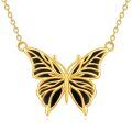 wholesale 925 Sterling Silver Black Enamel Butterfly Pendant Necklace for Women-0-0