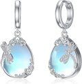 wholesale 925 Sterling Silver Blue Opalite Teardrop Dragonfly Drop Huggie Hoop Earrings-0-0