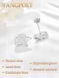 wholesale 925 Sterling Silver White Fire Opal Bear Stud Earrings for Sensitive Skin-0-2