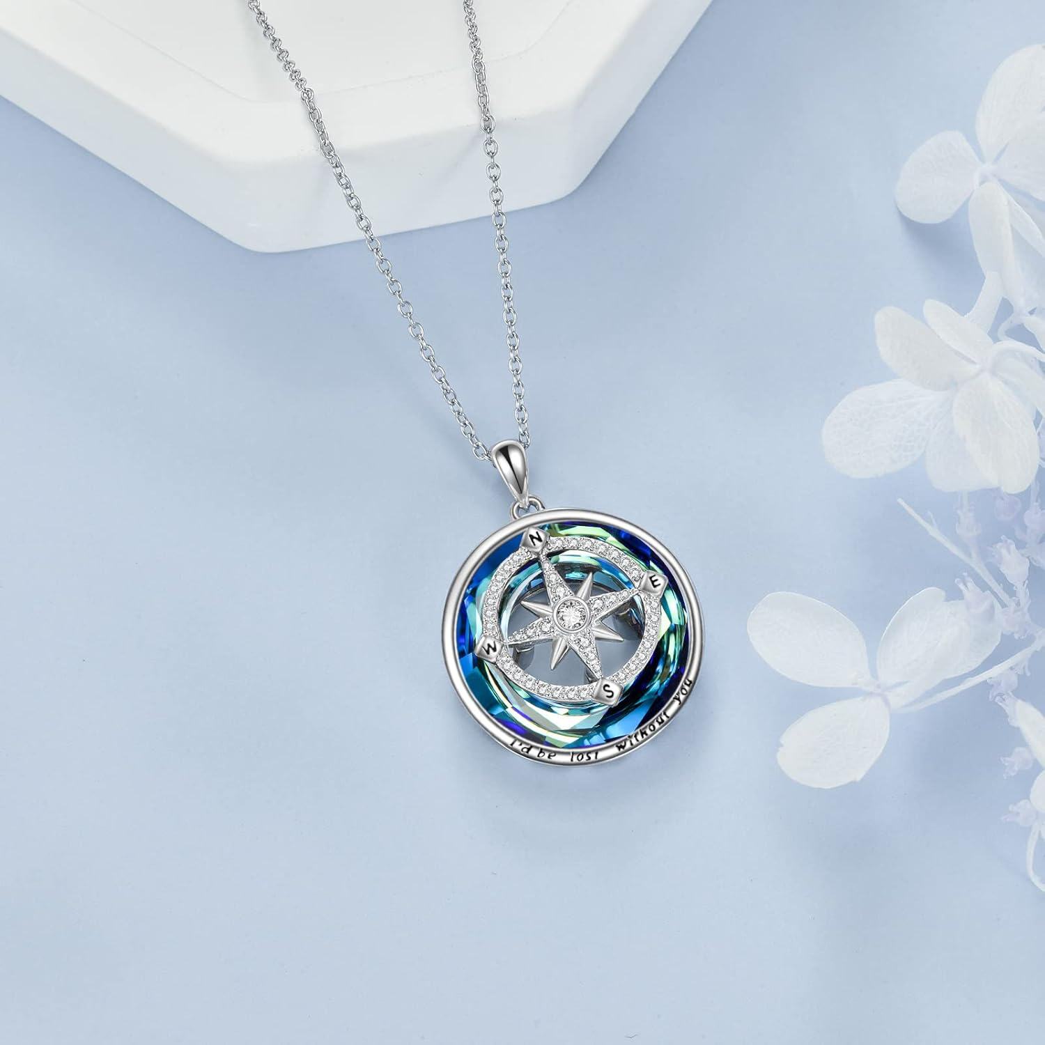 Sterling Silver Crystal Heart Graduation Necklace for Women Girls-0-3