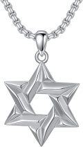 wholesale 925 Sterling Silver 3D Star of David Pendant for Men's Necklaces -0-0
